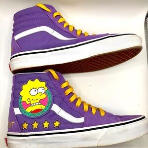 Rare High Top Vans Collab Simpsons Lisa Simpson for President skate shoes sz 8